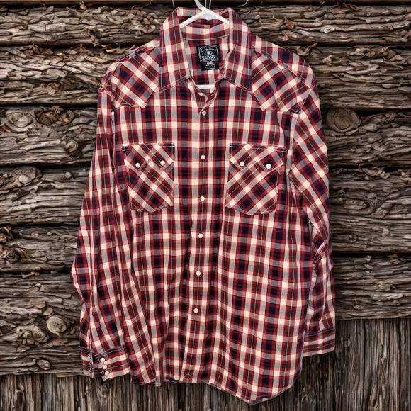 Lucky Brand Men's Long Sleeve Western Pearl Snap Check Shirt Sz. L Western EUC - Picture 1 of 8